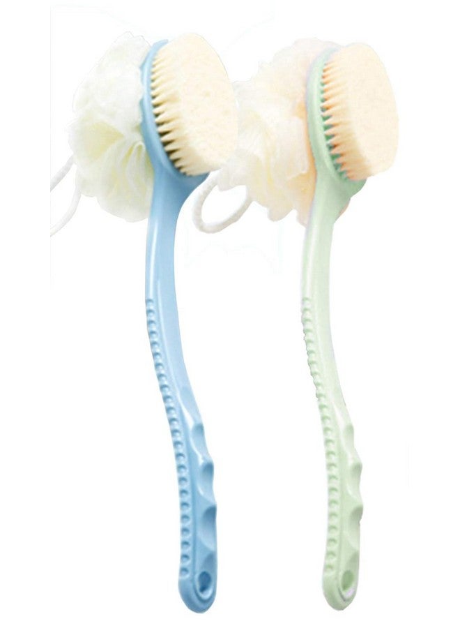 Zerolex 2 in 1 Shower Sponge with Handle, Back Scrubber, Exfoliating Brush, Set of 2 - Image 1