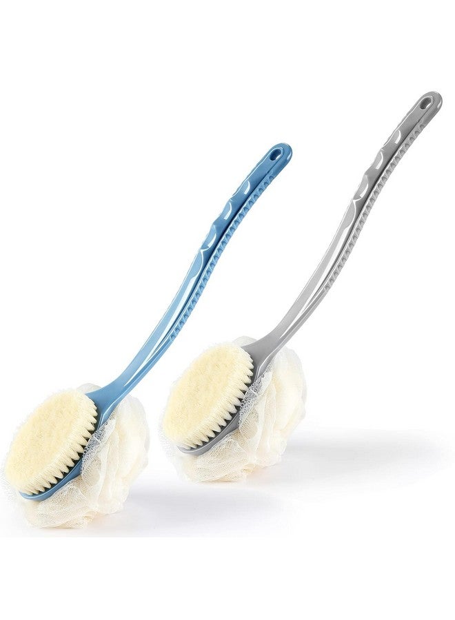 Zerolex 2 in 1 Shower Sponge with Handle, Back Scrubber, Exfoliating Brush, Set of 2 - Image 2