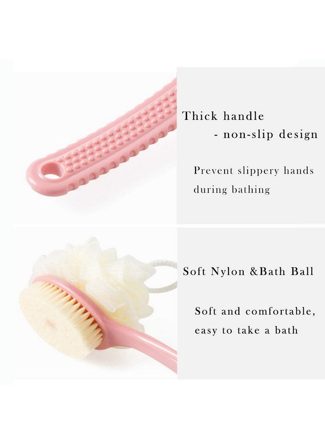 Zerolex 2 in 1 Shower Sponge with Handle, Back Scrubber, Exfoliating Brush, Set of 2 - Image 3