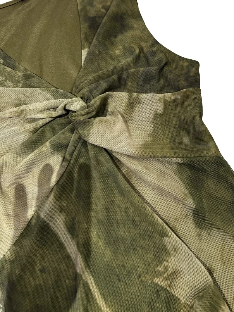 OUTZIDR  Olive Printed Halter Neck Dress for Women | Best Price UAE