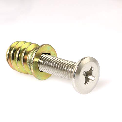 PZRT 8 Sets M6x15 Screw-in Type Hex Drive Threaded Insert Nuts and M6x25 Nickel Plated Reverse Thread Cross Recessed Screws Flat Head Phillips Screws Set - Image 2