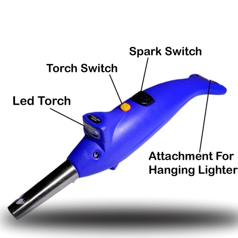 Dolphin Electric Gas Lighter with LED Torch – Versatile Multi-Functional Lighter Featuring a Built-in LED Light for Enhanced Visibility – Perfect for Cooking, Camping, and Emergency Situations