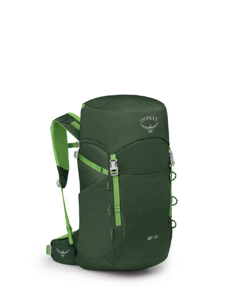 Osprey Jet 28L Kid's Hiking Backpack, Green Canopy - Image 1