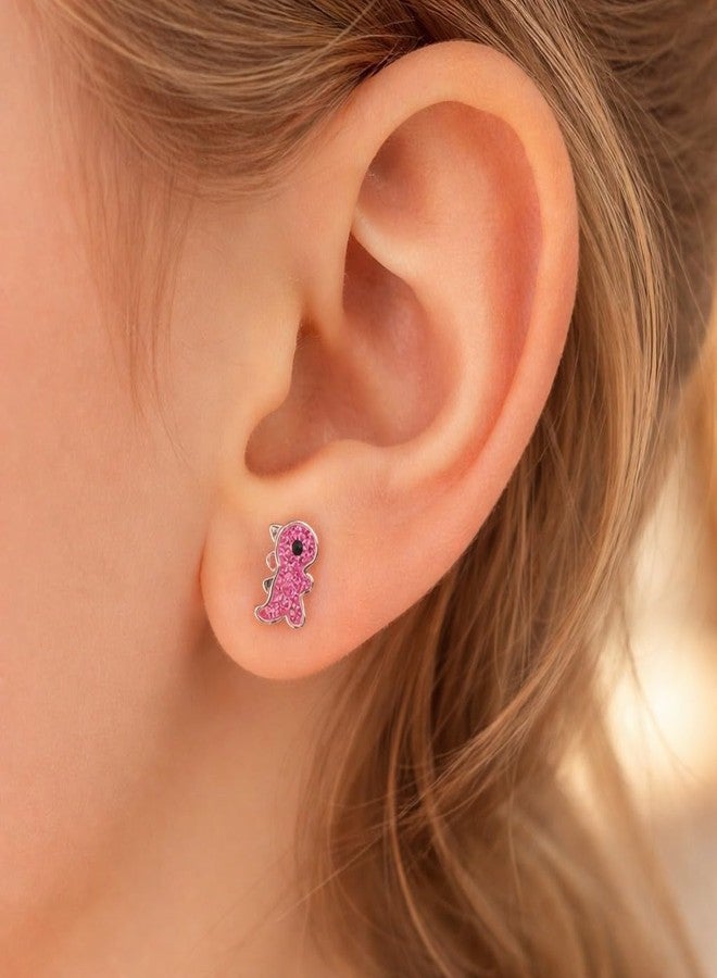 ICYROSE 925 Sterling Silver Set of 3 Pairs Dinosaur with crystal Small Stud Earrings (Nickel Free) - Image 4