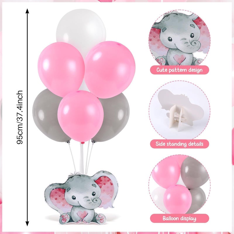 YLOLUL 12 Sets Elephant Baby Shower Balloon Stand Kit for Table Pink Elephant with Balloon Centerpieces Decor for Elephant Theme Gender Reveal Birthday Party Photo Props Supplies - Image 4