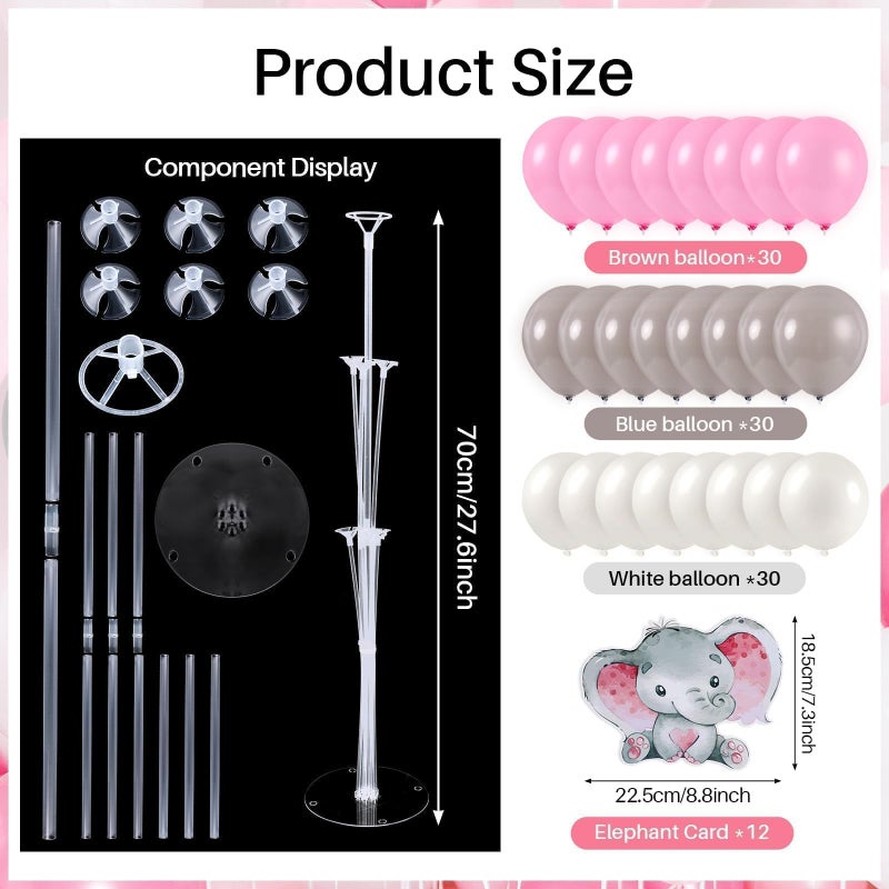 YLOLUL 12 Sets Elephant Baby Shower Balloon Stand Kit for Table Pink Elephant with Balloon Centerpieces Decor for Elephant Theme Gender Reveal Birthday Party Photo Props Supplies - Image 3