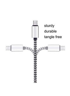 Ailun Micro USB Cable 10ft 3Pack High Speed 2.0 USB A Male to Micro USB Sync Charging Nylon Braided Cable for Android Phone Charger Cable Tablets Wall and Car Charger Connection Silver&Blackwhite  - Image 4