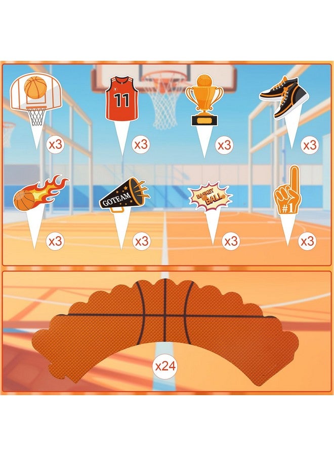 Boerni 48 Pieces Basketball Cupcake Toppers Wrappers for Boys Girls, Sports Theme Basketshooting Sneakers Champion Jersey Patterns Cupcake Decoration for Kids Birthday Baby Shower Party Holiday Supplies - Image 4