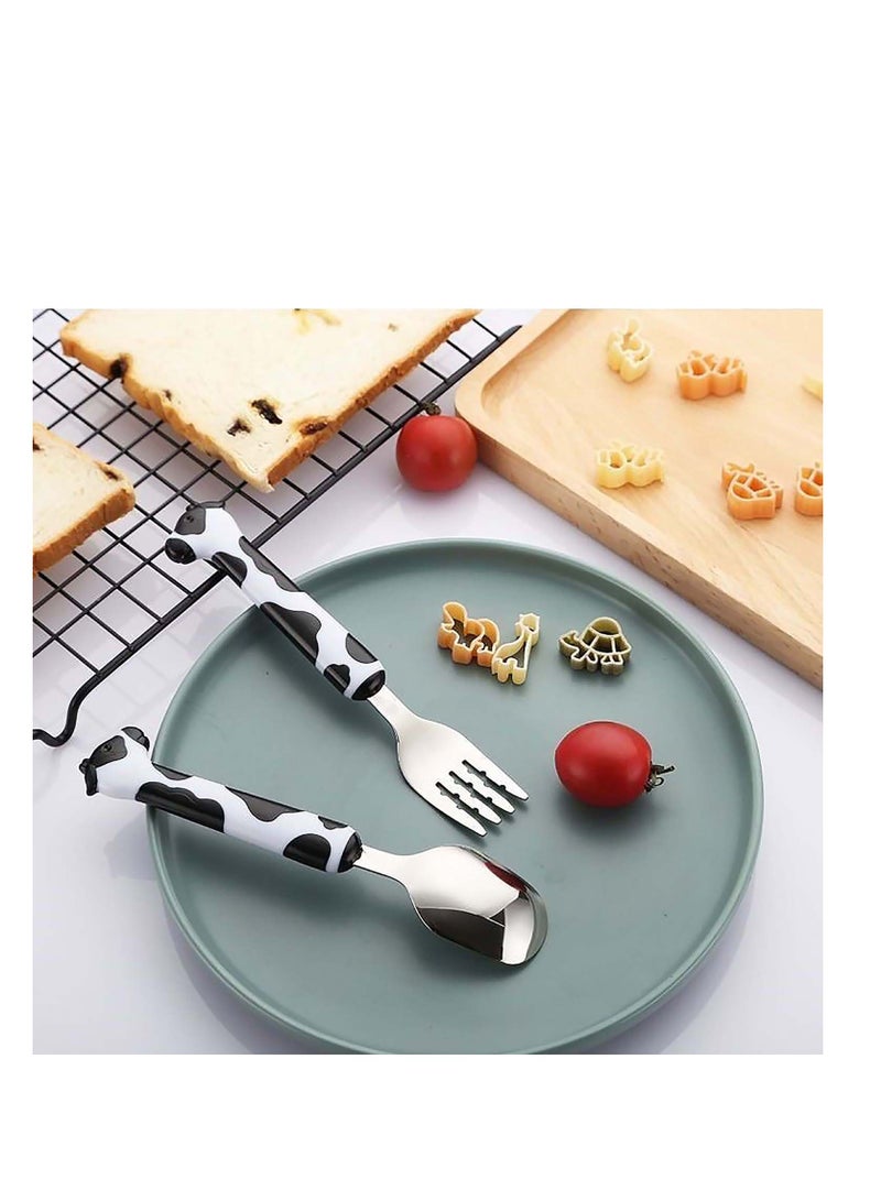 SYOSI Toddler Utensils Kids Spoon and Fork Set, Spoon & Baby Fork Set Stainless Steel Silverware Child Flatware, BPA Free Cute Easy for Toddlers to Grip, BPA Free Training Utensils - Image 4
