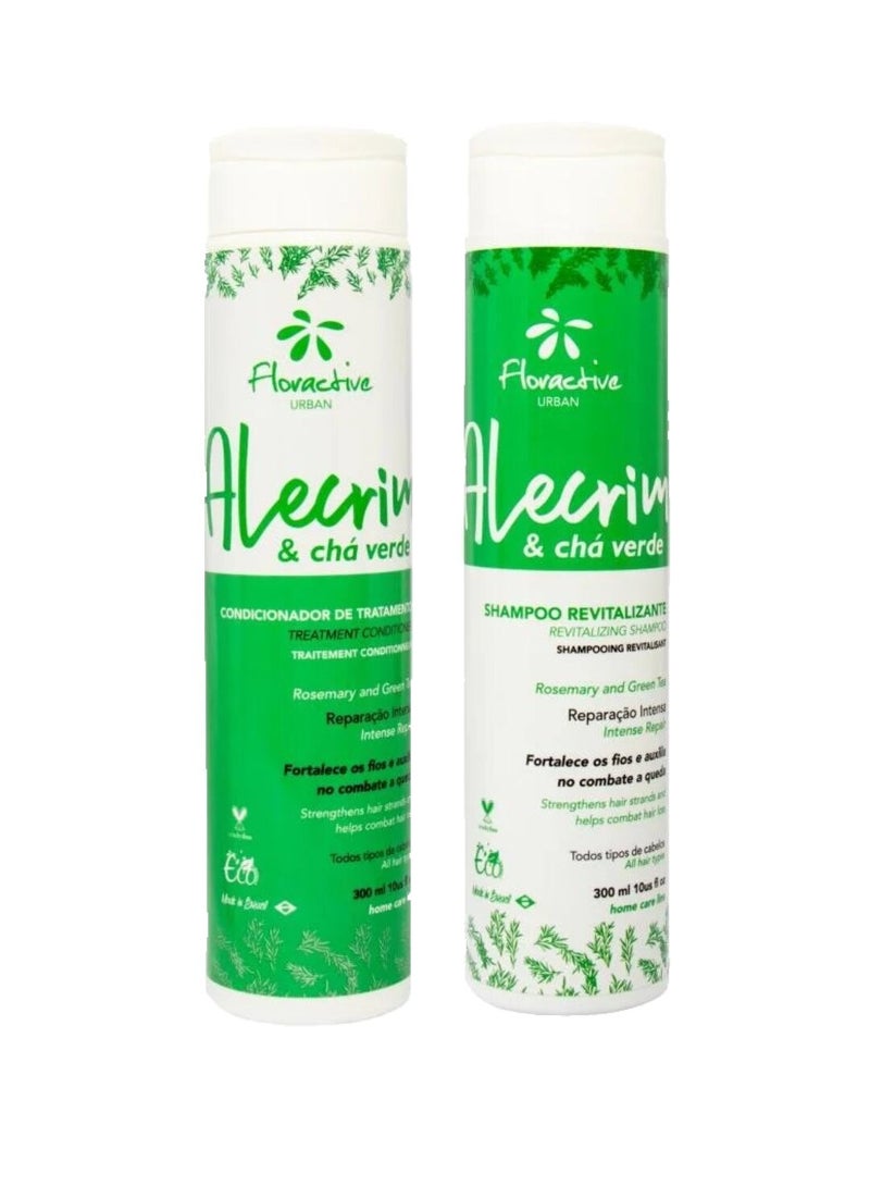 شامبو وبلسم فلوراكتيف للعناية بالشعر بإكليل الجبل والشاي الأخضر 300 مل + 300 مل