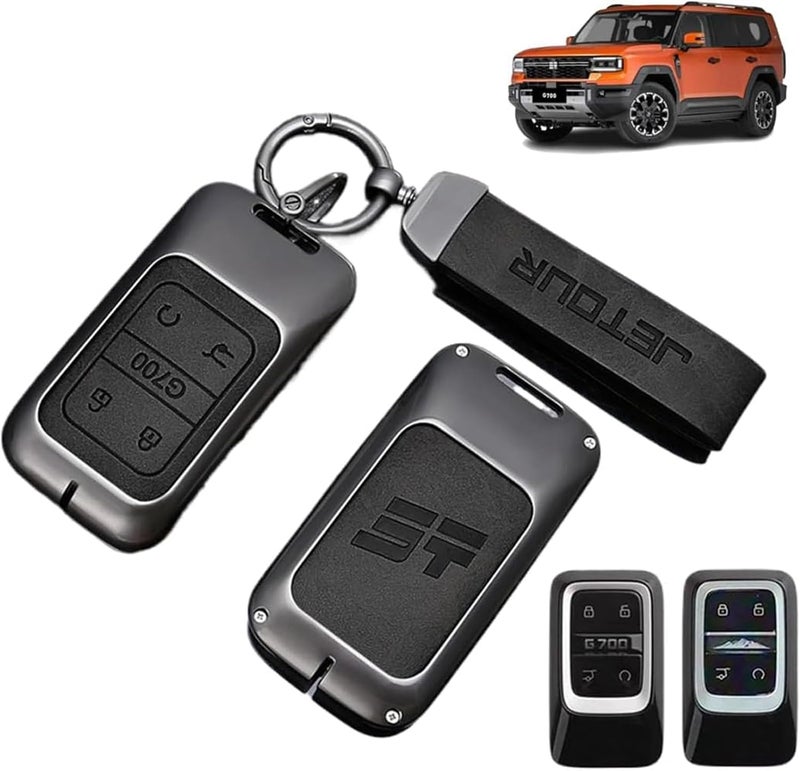 TONGLUO For Jetour G700 Key Cover 2026 2025 Accessories, Car Key Fob Case With Keychain For Jetour G700 Accessories, Full Protection Anti-Scratch Hard Shell, Precise Fit (Black) - Image 1