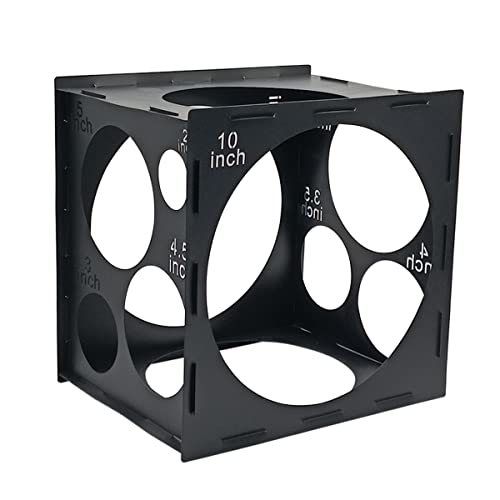 Worown 11 Holes Collapsible Black Plastic Balloon Sizer Box, Sizer Cube, Size Measurement Tools for Balloon Decorations, Arches (2-10 Inch) - Image 1