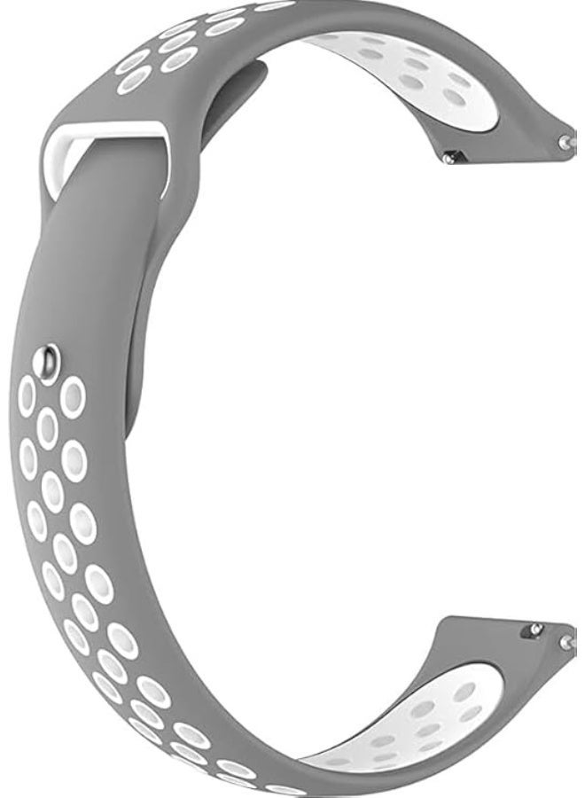 سوار ساعة من السيليكون جيد التهوية متوافق مع الساعات الذكية مقاس 22 ملم - ( رمادي / ابيض ) - Image 3