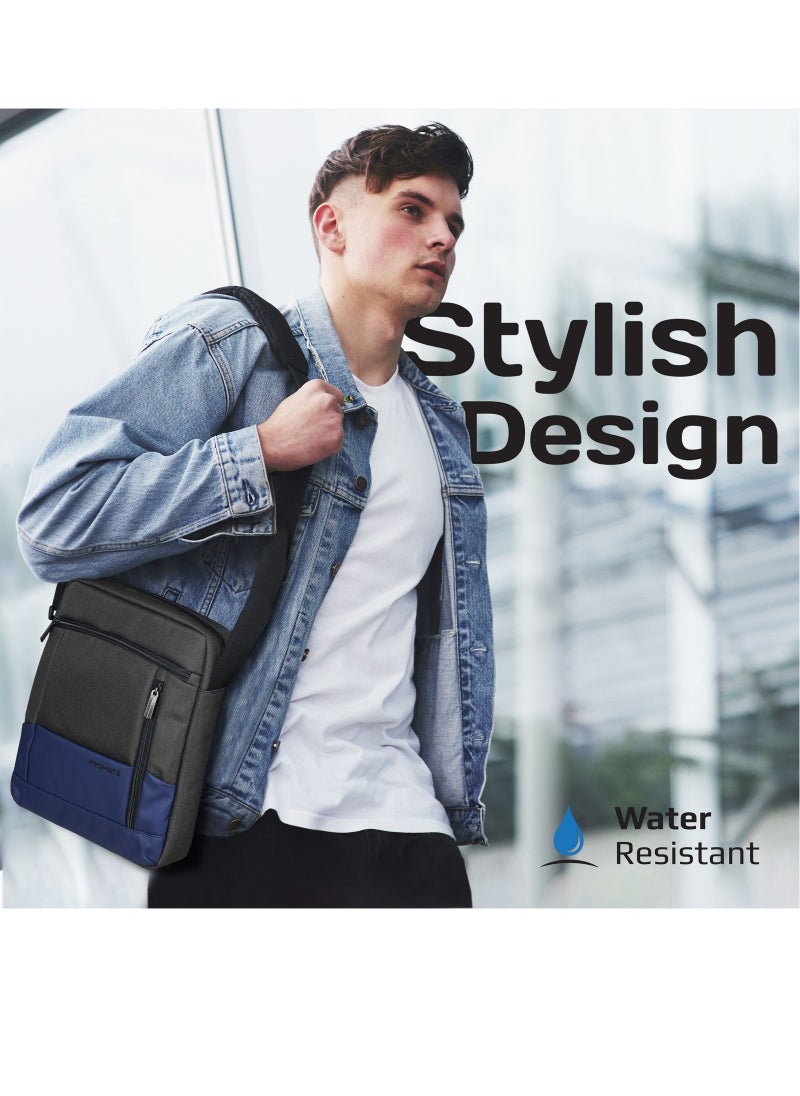 PROMATE Promate Hand Bag, Premium Lightweight Laptop/Tablet Shoulder Bag with Accessible Front Pocket, Water-Resistance, Compatible with 13-inch Tablets, Laptops, Satchel-HB.Blue  - Image 2