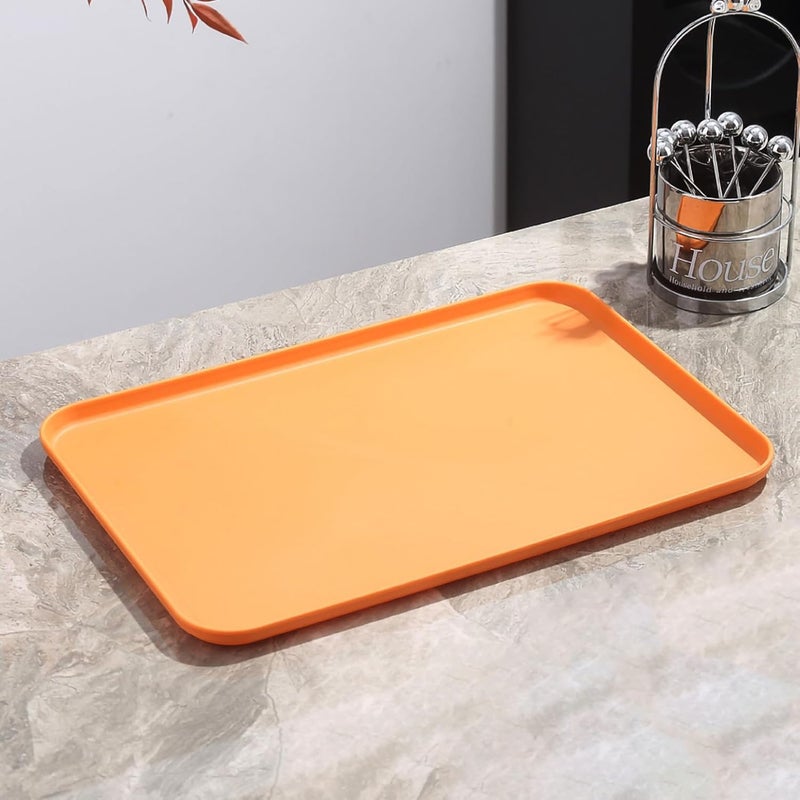 Takositio Dinner Plate for Eating Party Platters for Serving Decorative Dish for Kitchen Counter Rectangle Fast Trays Lunch Trays for Party Kitchen Coffee (38cm, Orange, Pack of 2) - Image 3