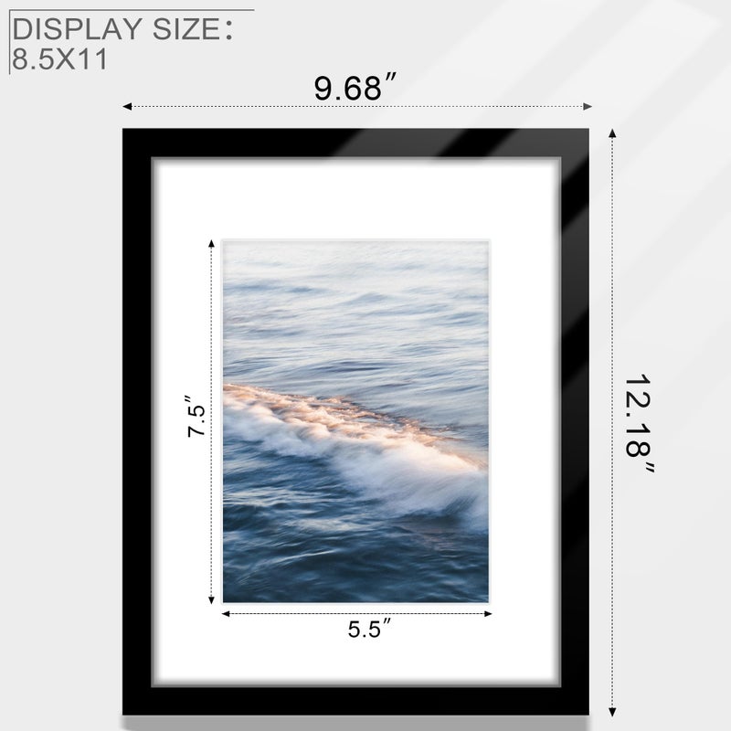 Fisnish 8.5x11 Picture Frame Sef of 10  Display Pictures 6x8 with Mat or 8.5 x 11 Without Mat  Photo Frame Collage for Wall Gallery Decor  Hanging or Tabletop Display  Black - Image 3