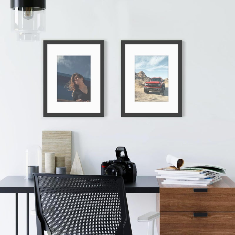 Fisnish 8.5x11 Picture Frame Sef of 10  Display Pictures 6x8 with Mat or 8.5 x 11 Without Mat  Photo Frame Collage for Wall Gallery Decor  Hanging or Tabletop Display  Black - Image 2
