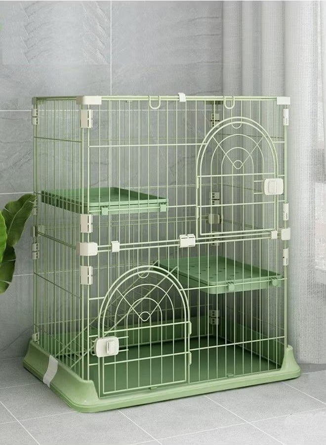 WALALLA 3-Tier Cat Cage Pet Playpen Crate Kennel, Includes 2 Adjustable Resting Platforms, Removable Leak-Proof Pan, No Litter Box, Green - Image 1