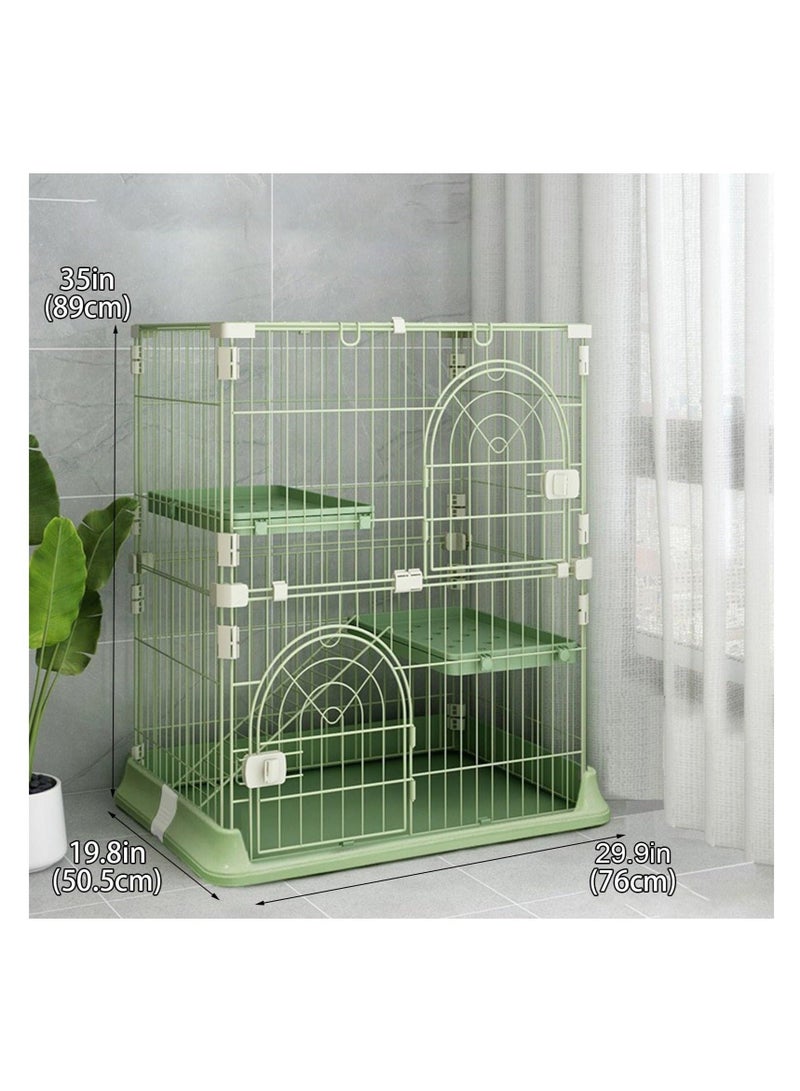 WALALLA 3-Tier Cat Cage Pet Playpen Crate Kennel, Includes 2 Adjustable Resting Platforms, Removable Leak-Proof Pan, No Litter Box, Green - Image 2