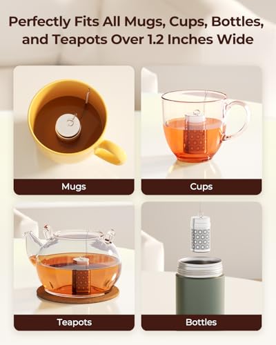 Reinmoson 2 Pack Reinmoson Mini Tea Strainers for Loose Tea, Extra Fine Mesh Tea Infuser, 304 Stainless Steel & Updated Slim Threaded Lid, Loose Leaf Tea Steeper for Black Tea, Rooibos, etc - Image 4
