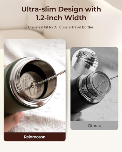 Reinmoson 2 Pack Reinmoson Mini Tea Strainers for Loose Tea, Extra Fine Mesh Tea Infuser, 304 Stainless Steel & Updated Slim Threaded Lid, Loose Leaf Tea Steeper for Black Tea, Rooibos, etc - Image 3
