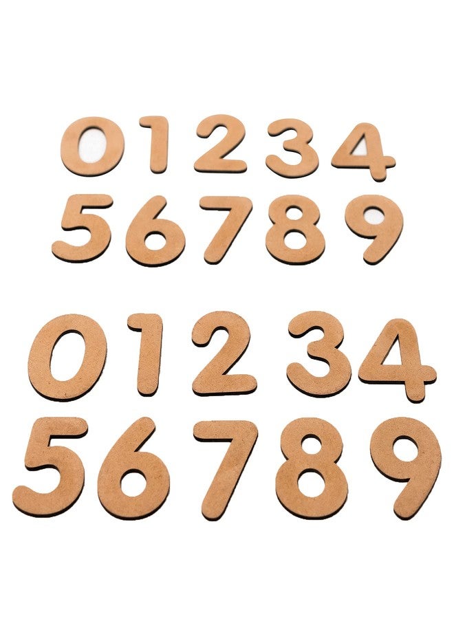 IVEI DIY Wood Sheet Craft - MDF Cutouts Numbers - Plain MDF Blanks Cutouts Numbers (Small) - Set of 20 Wooden Numbers for Painting Wooden Sheet Craft, Decoupage, Resin Art Work & Decoration - Image 2