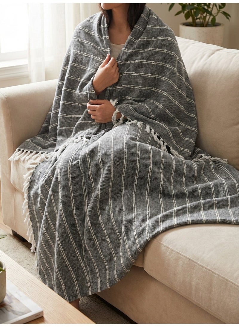 أمبروسيا Montesa Cotton Throw Charcoal Grey – 130 x 160 cm – 400G - Image 1