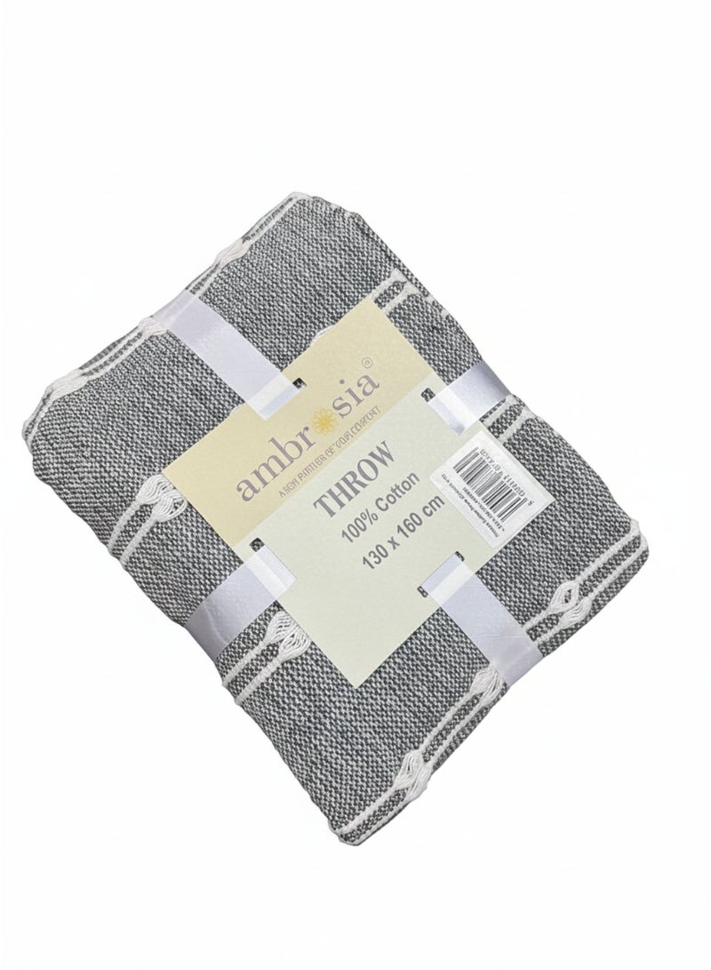 أمبروسيا Montesa Cotton Throw Charcoal Grey – 130 x 160 cm – 400G - Image 3