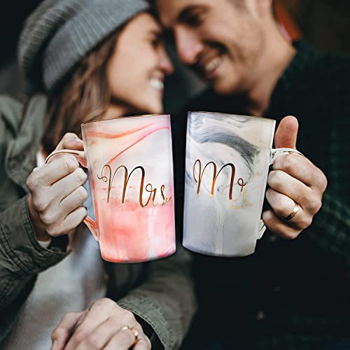 STORE 2508 Mr & Mrs Ceramic Mug Set of 2, Anniversary and Wedding Gift for Couples, 350Ml Each (Multicolor) - Image 3