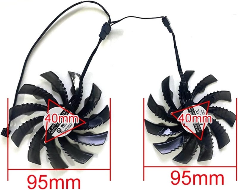 Youngran 95mm PLD10010S12H 4PIN RTX3060 GPU Fan Compatible for RTX3060 Ti Eagle Compatible for Gigabyte GTX 1650 1660Ti RTX 2060 2070 Graphics Card Fans Leisurely (Blade Color : 2PCS) - Image 4