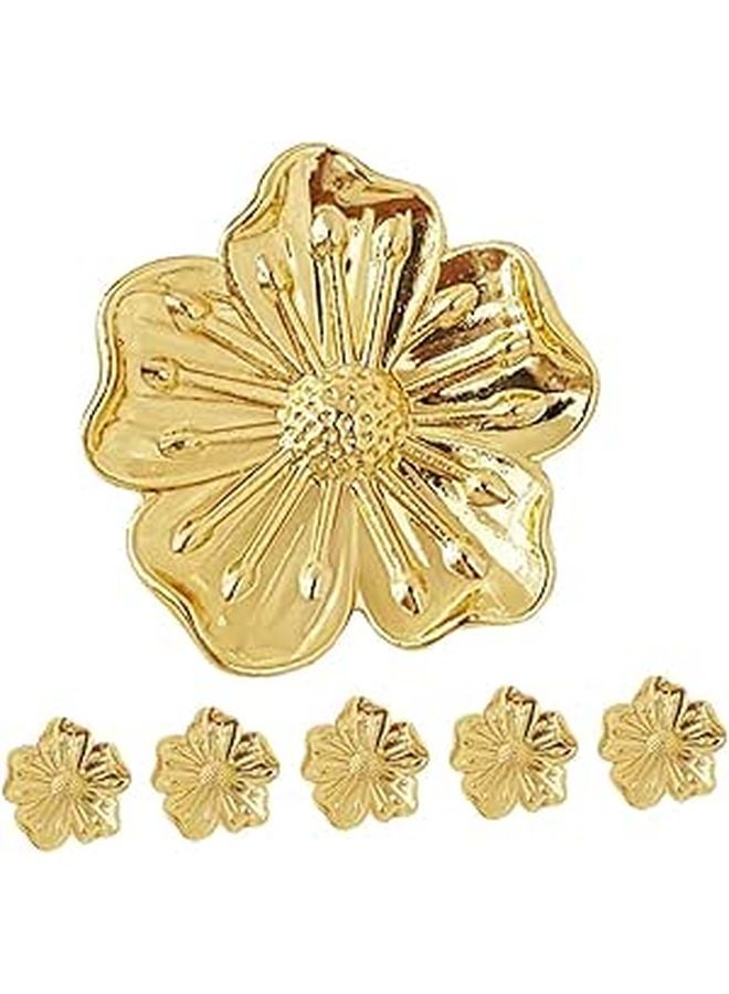 Antique Brass Floral Cabinet Door Pulls 6pcs Single Hole Drawer Knobs For Kitchen Bathroom - Image 1