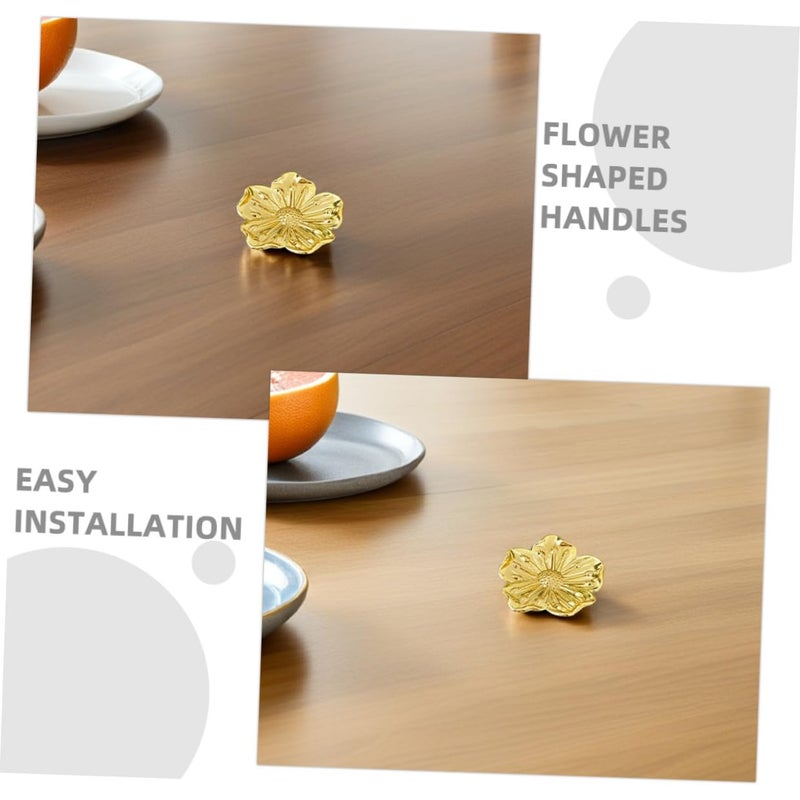 Antique Brass Floral Cabinet Door Pulls 6pcs Single Hole Drawer Knobs For Kitchen Bathroom - Image 4