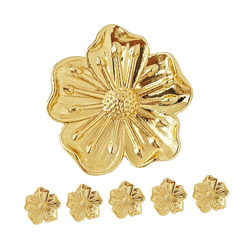 Antique Brass Floral Cabinet Door Pulls 6pcs Single Hole Drawer Knobs For Kitchen Bathroom - Image 2