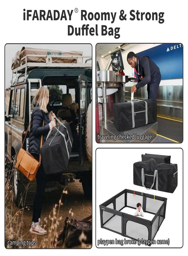 iFARADAY Foldable Duffle Bag for Travel - 30 inch / 75L Large Spare Travel Duffel Bag Lightweight with Trolley Sleeve - Black - Image 5