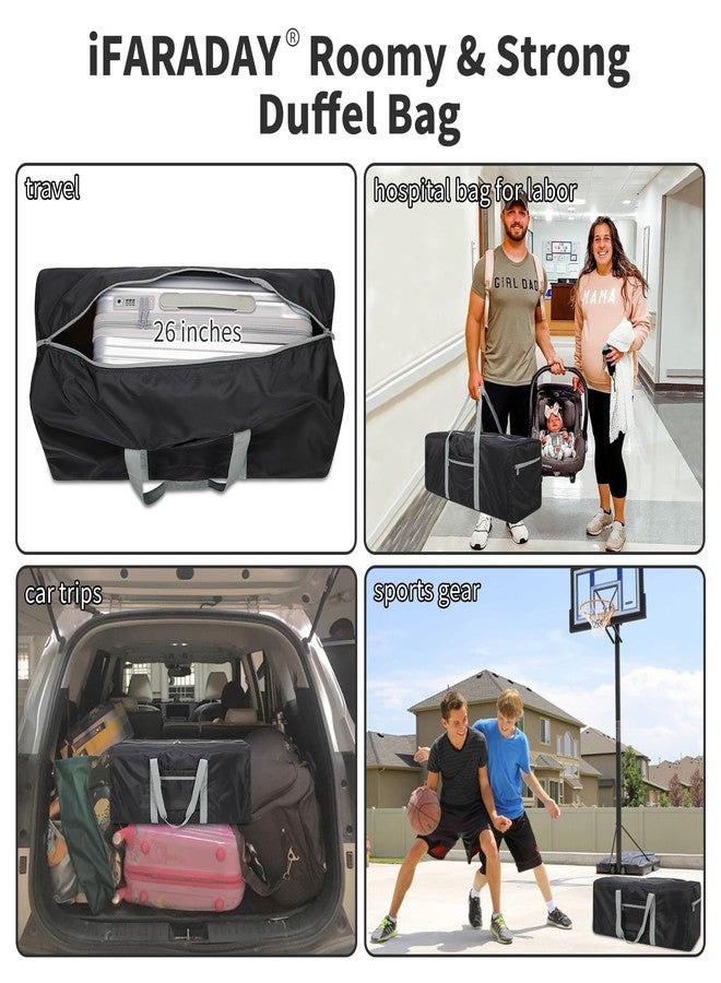 iFARADAY Foldable Duffle Bag for Travel - 30 inch / 75L Large Spare Travel Duffel Bag Lightweight with Trolley Sleeve - Black - Image 2