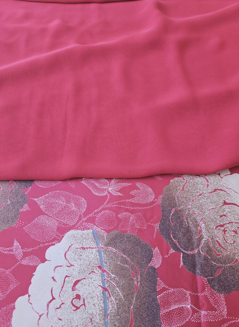 Dark Pink Japanese Polyester + Soft Chiffon Fabric Set, 6 yards - Image 2