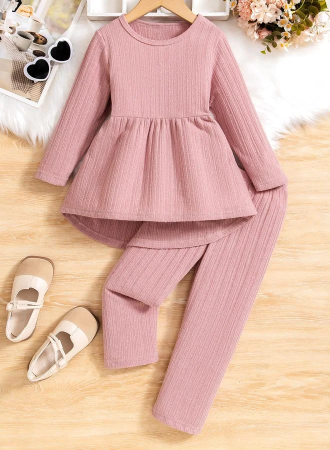 تايك تو طقم بيجاما وبلوزة تريكو بحافة مكشكشة