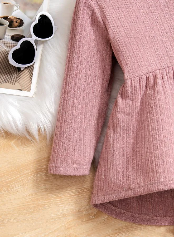 Take Two  Girls Pink Knitted Ruffle Hem Top And Pyjama Set for Women | Best Price UAE