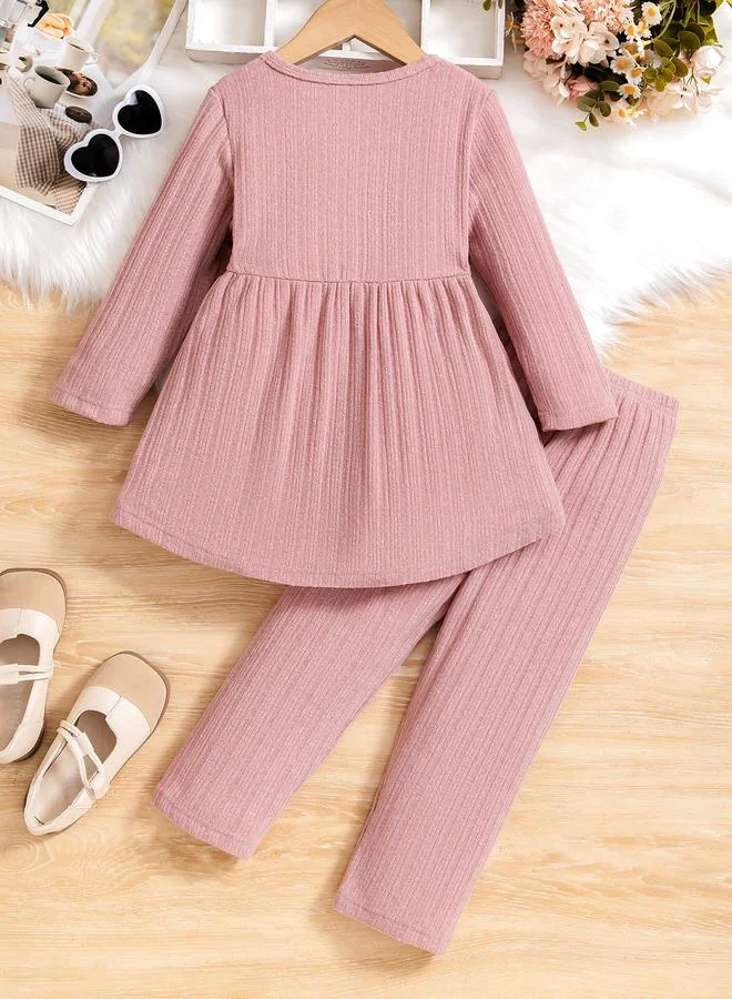 تايك تو طقم بيجاما وبلوزة تريكو بحافة مكشكشة