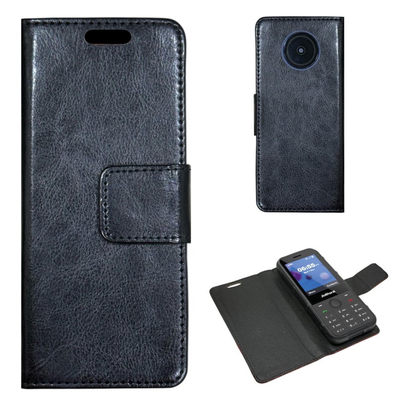 ZAOMA Diary Type Flip Flap Case Cover Compatible for Jio Bharat J1 Keypad Mobile Feature Phone - Black - Image 5