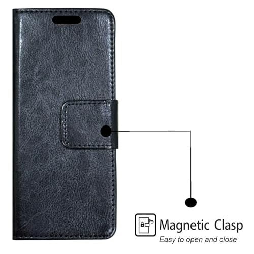 ZAOMA Diary Type Flip Flap Case Cover Compatible for Jio Bharat J1 Keypad Mobile Feature Phone - Black - Image 2