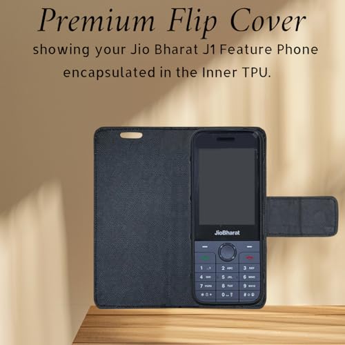 ZAOMA Diary Type Flip Flap Case Cover Compatible for Jio Bharat J1 Keypad Mobile Feature Phone - Black - Image 3