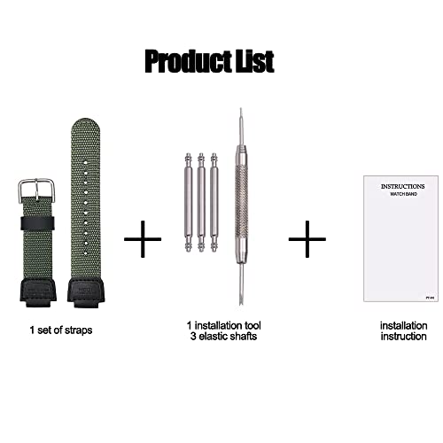 MCXGL 16mm Replacement Strap Compatible with Casio GA100 110 120 700 2100 DW5600 6900 AWG-M100 GW9400 Nylon Leather Bracelet Watch Band Watch Accessories (ArmyGreen Silver Button) - Image 3