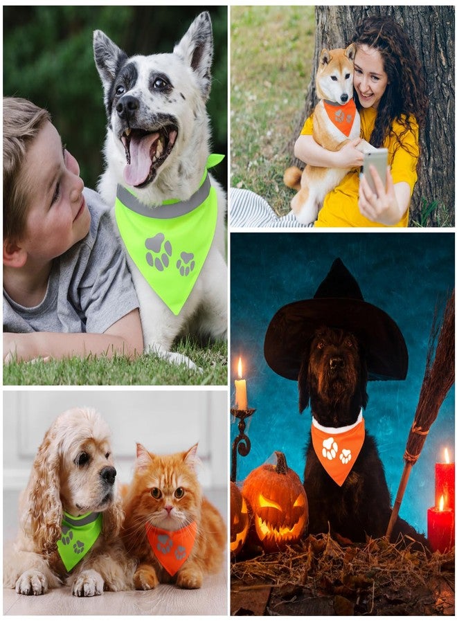 Saintrygo 2 Pieces Dog Bandanas Reflective Dog Scarf Yellow High Visibility Safety Camping Puppy Bandanas Triangle Bibs for Medium Large Pets Cats Puppy (16-20.5 Inches,Paw Neck) - Image 5