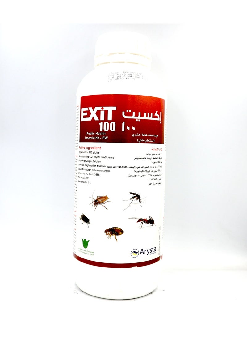 EXIT 100 EW is a Highly Effective Public Health Insecticide Designed to Target and Eliminate a Wide Range of Pests Including Mosquitoes Cockroaches Flies Mites Ants and Fleas 1 Liter Emulsifiable Concentrate EW Formulation is Ideal for Both Residential and Commercial Pest Control. - Image 3