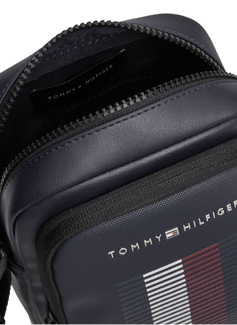 TOMMY HILFIGER - Men's Pique Pocket Reporter Bag - Faux Leather, Blue - Image 1