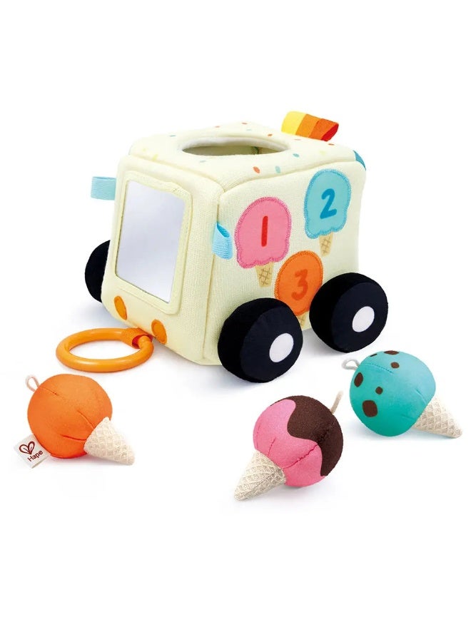 Hape Sensory Scoop Ice Cream Truck Plush Activity Cube (15.24 x 15.24 x 15.24 cm) - Image 2