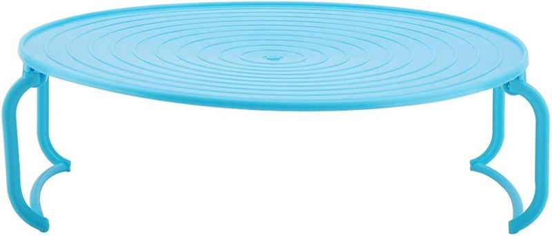 Blue Foldable Microwave Steamer Rack 2 Layer Stackable Cooking Tray For Veggies And Reheating Leftovers - Image 1