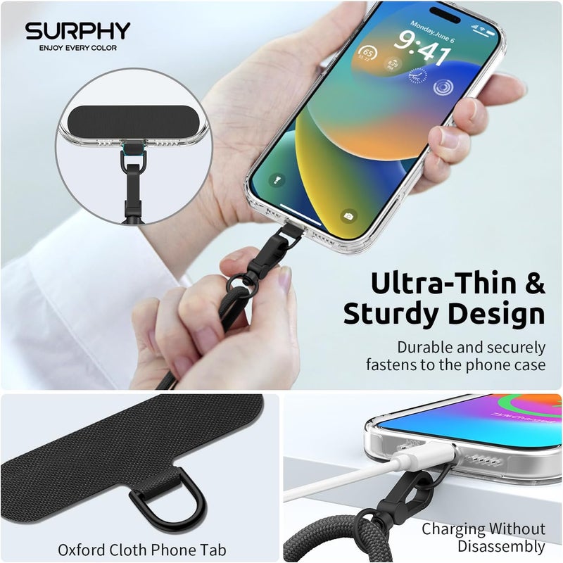 SURPHY Phone Lanyard Crossbody, Adjustable Cell Phone Lanyard with 2 Pack Phone Tether Tab, Two-Color Braided Phone Strap with Carabiner - Image 4