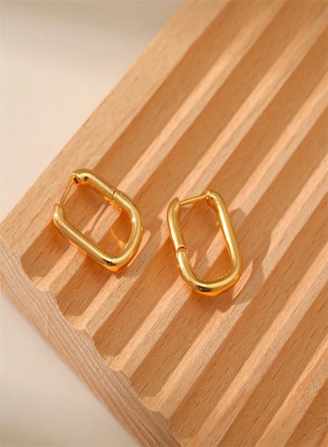 Salve Gold Earrings for Women - Dainty, Chunky, Huggie & Bow Styles | Valentine's Gift for Girlfriend | Anti-Tarnish Hypoallergenic Hoop & Stud Earrings | Aesthetic Fashion Jewelry for Girls & Women (Rectangle) - Image 2
